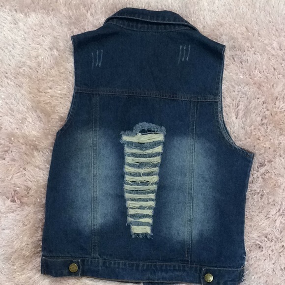 DENIM STUDDED VEST - Picture 2 of 3